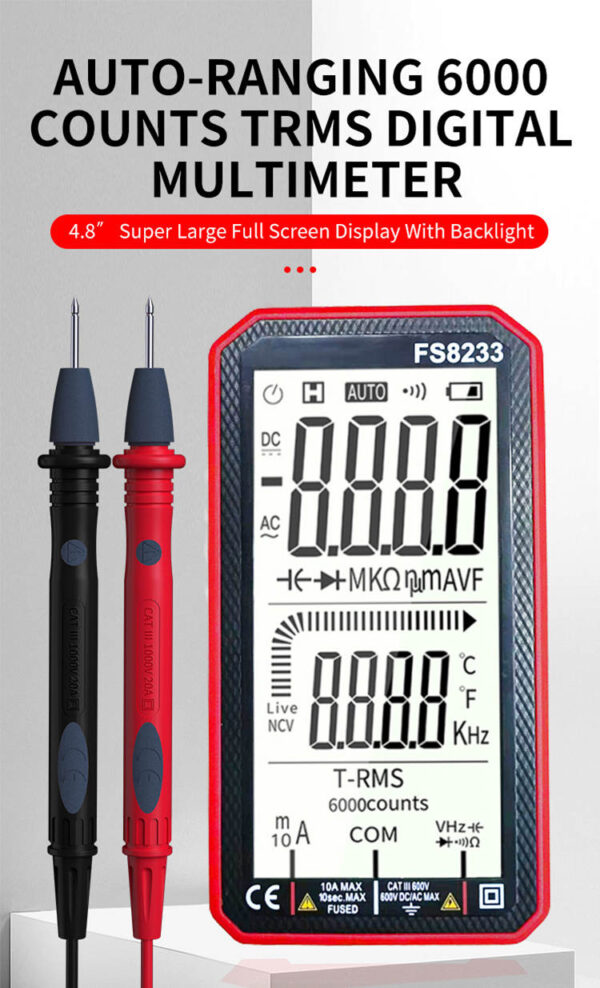 Smart Automatic Multimeter LE Smart series Full Screen Automatic Digital Multimeter FS8233 ...